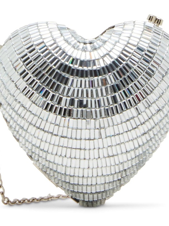 Betsey Johnson Handbags - Betsey Johnson Silver Heart Disco Mirror Clutch